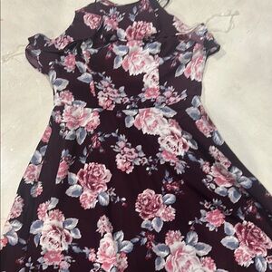 Blue Rain Pink and White Cold Shoulder Sundress